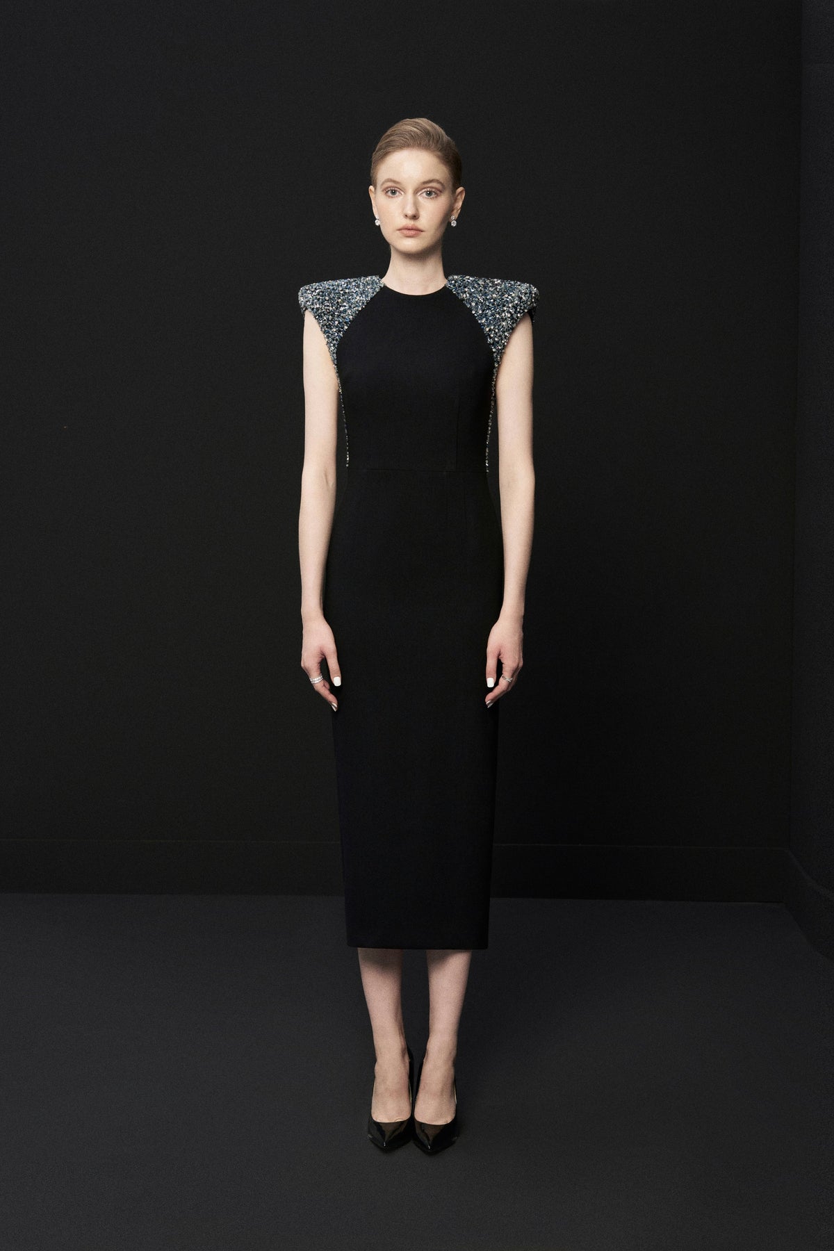 Shoulder connected crystal dress