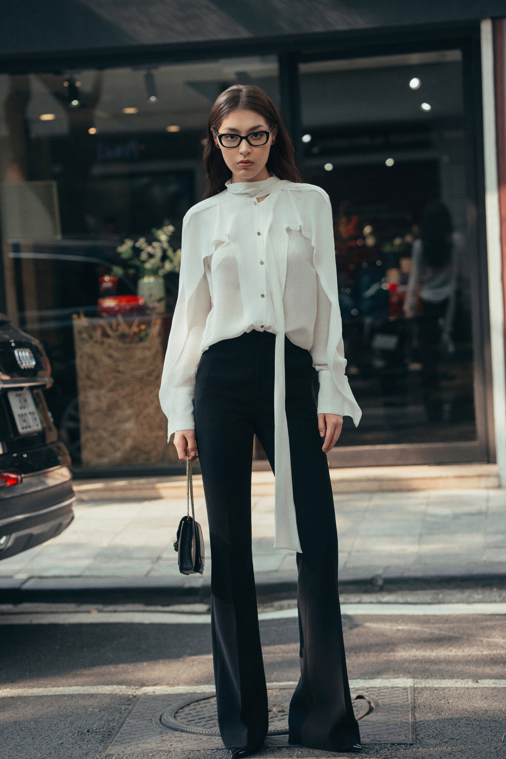 Pleated wide leg pants