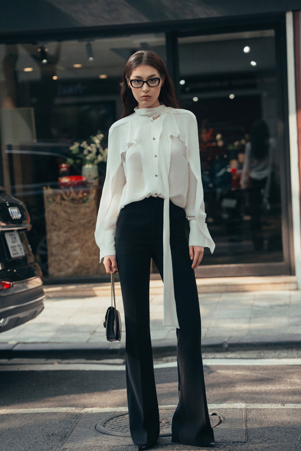 Pleated wide leg pants