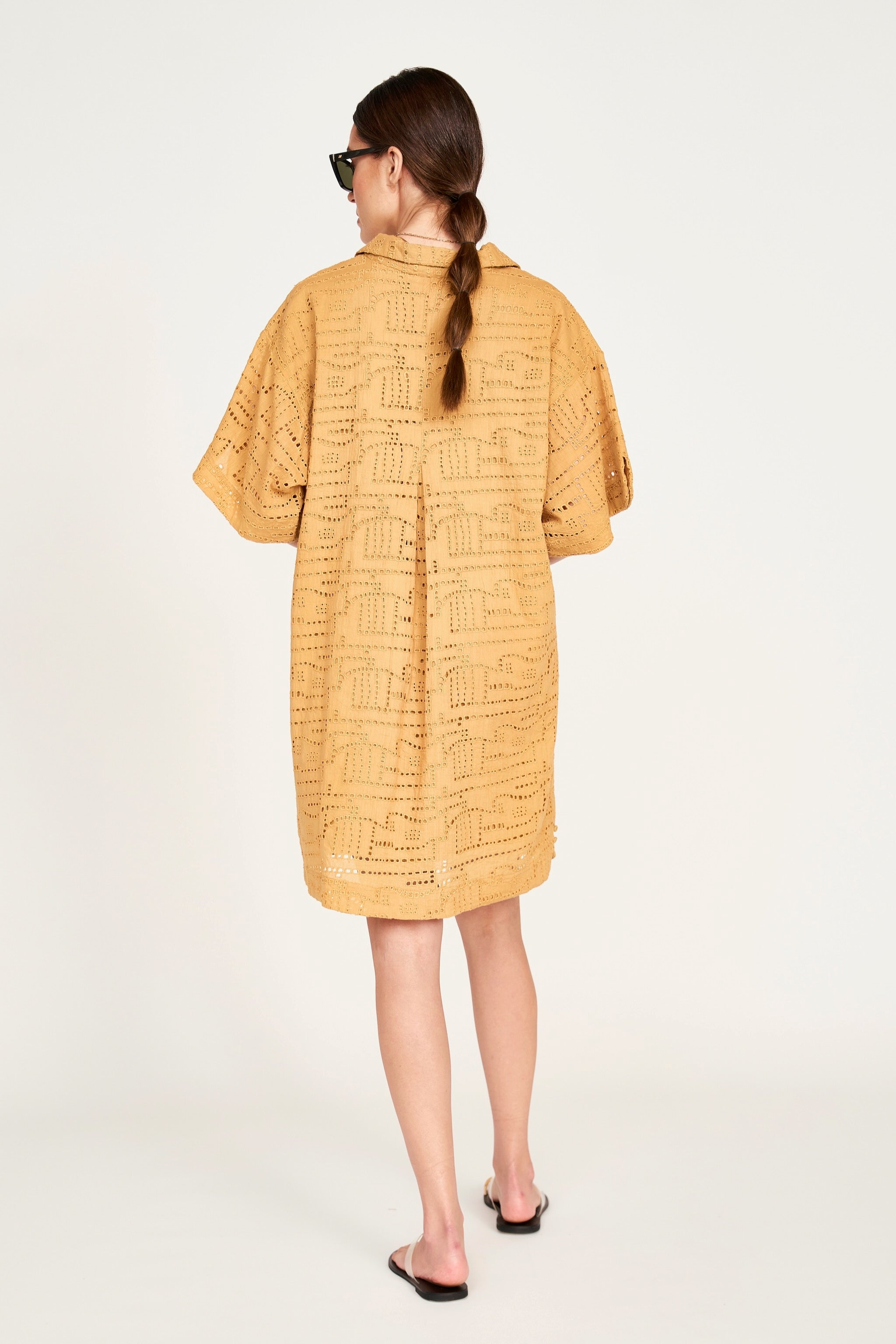 Popover Dress in Golden Eyelet