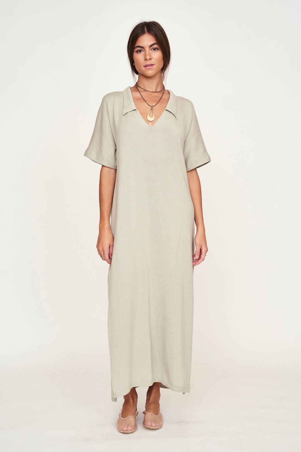Knit Caftan in Powder