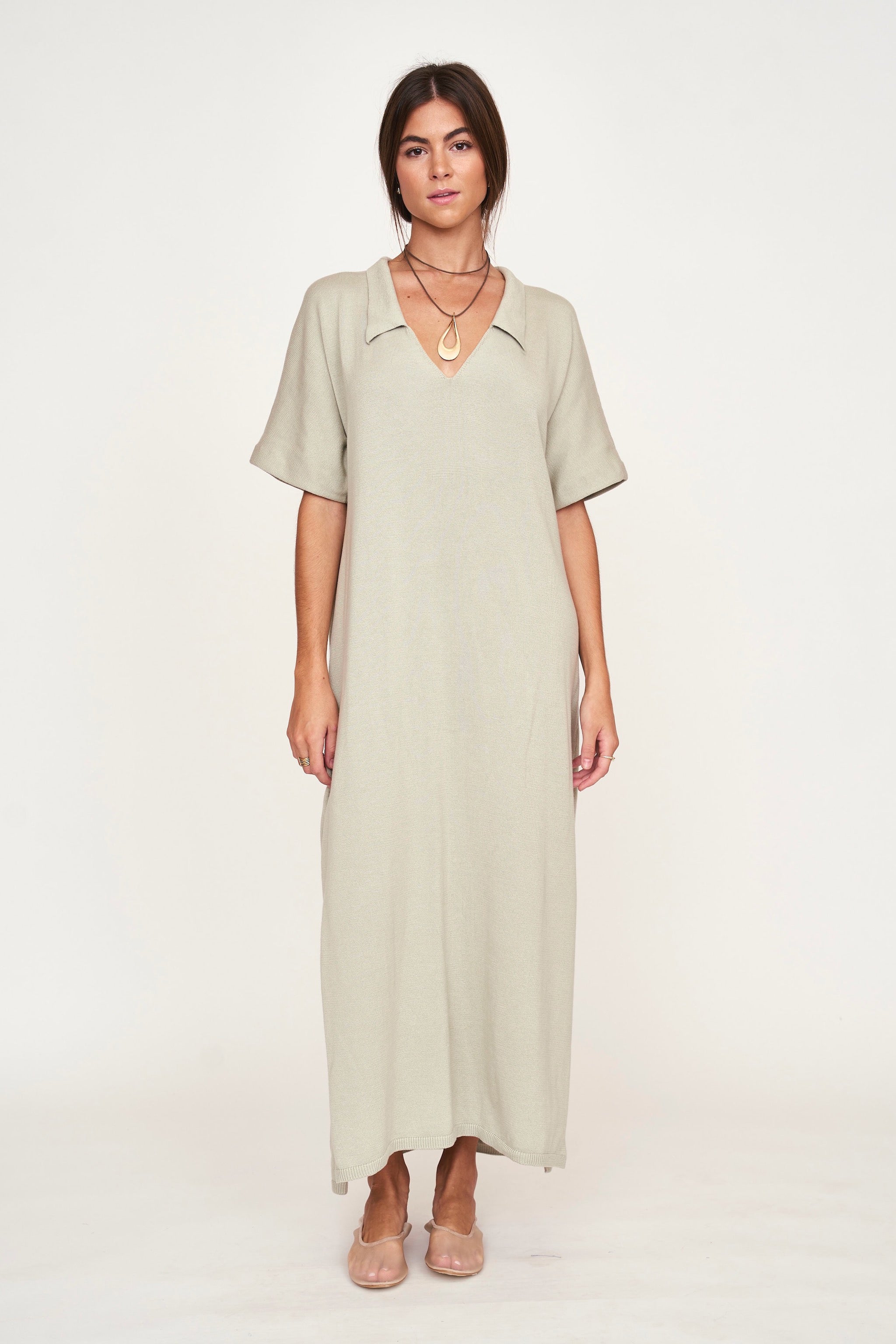 Knit Caftan in Powder