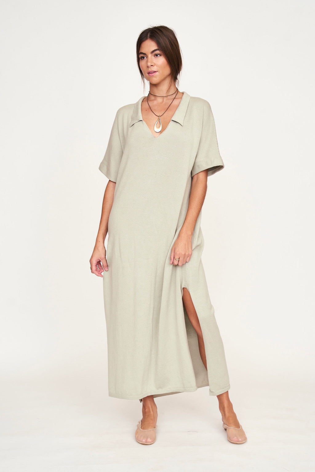 Knit Caftan in Powder