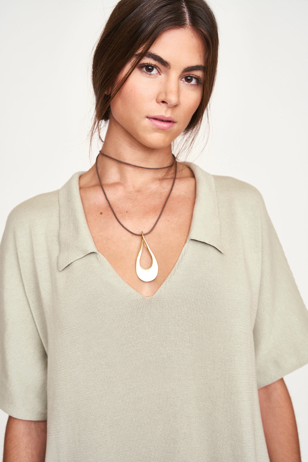 Knit Caftan in Powder
