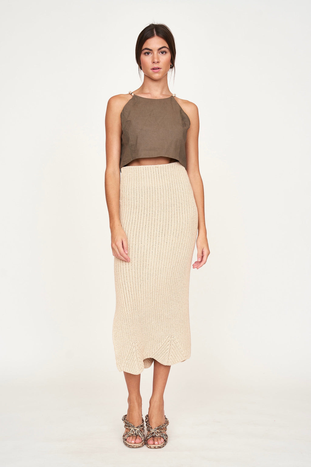 Slim Knit Skirt in Shell