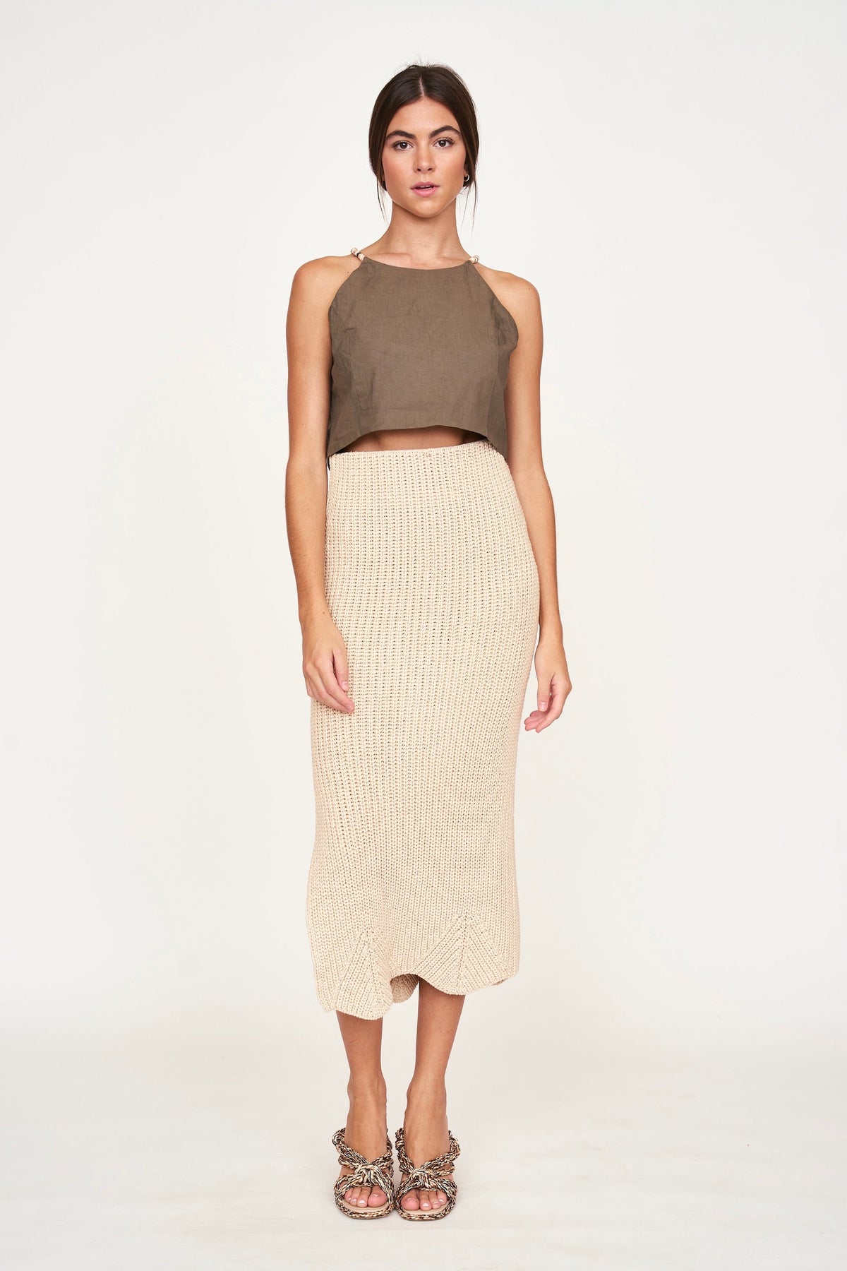 Slim Knit Skirt in Shell