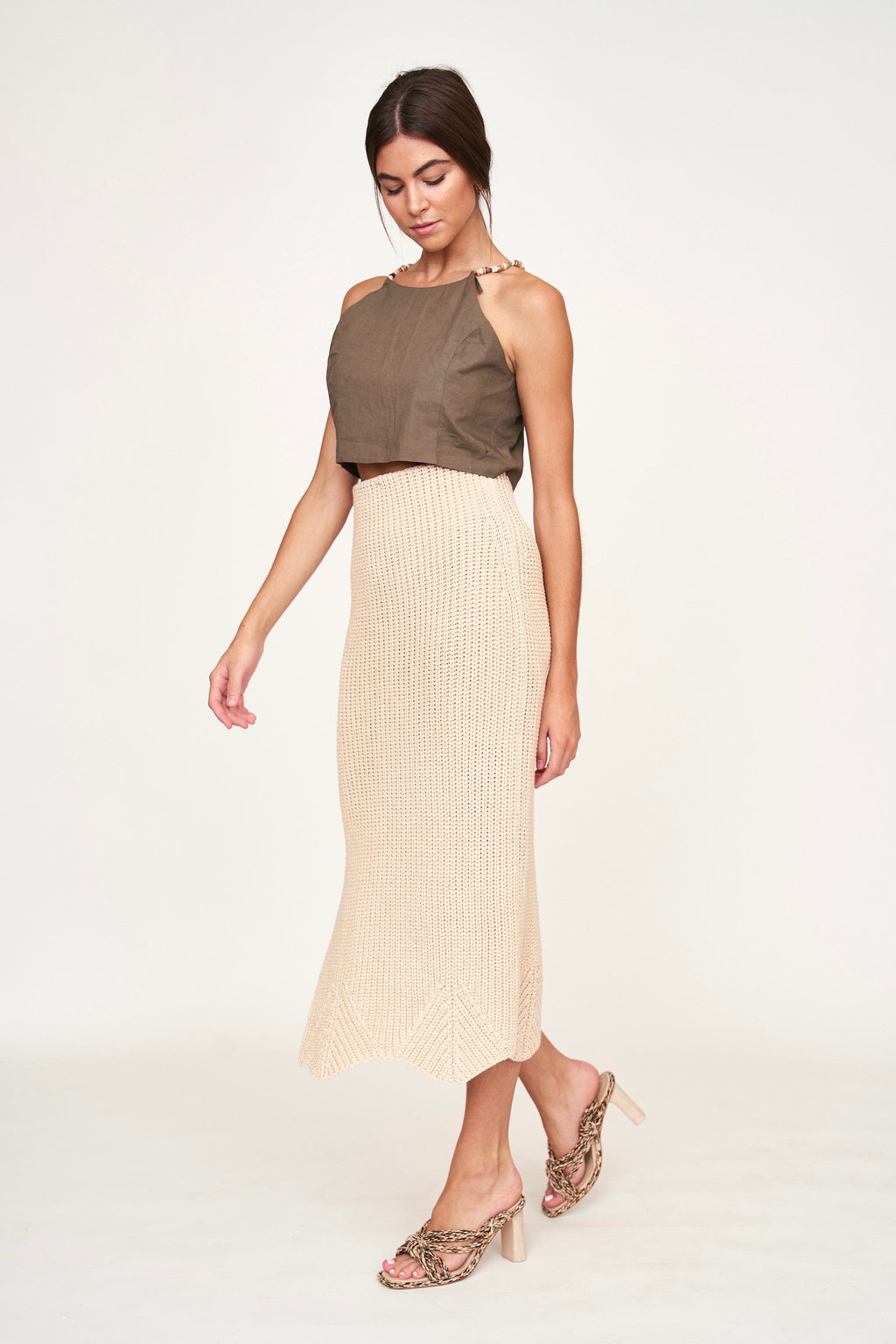 Slim Knit Skirt in Shell