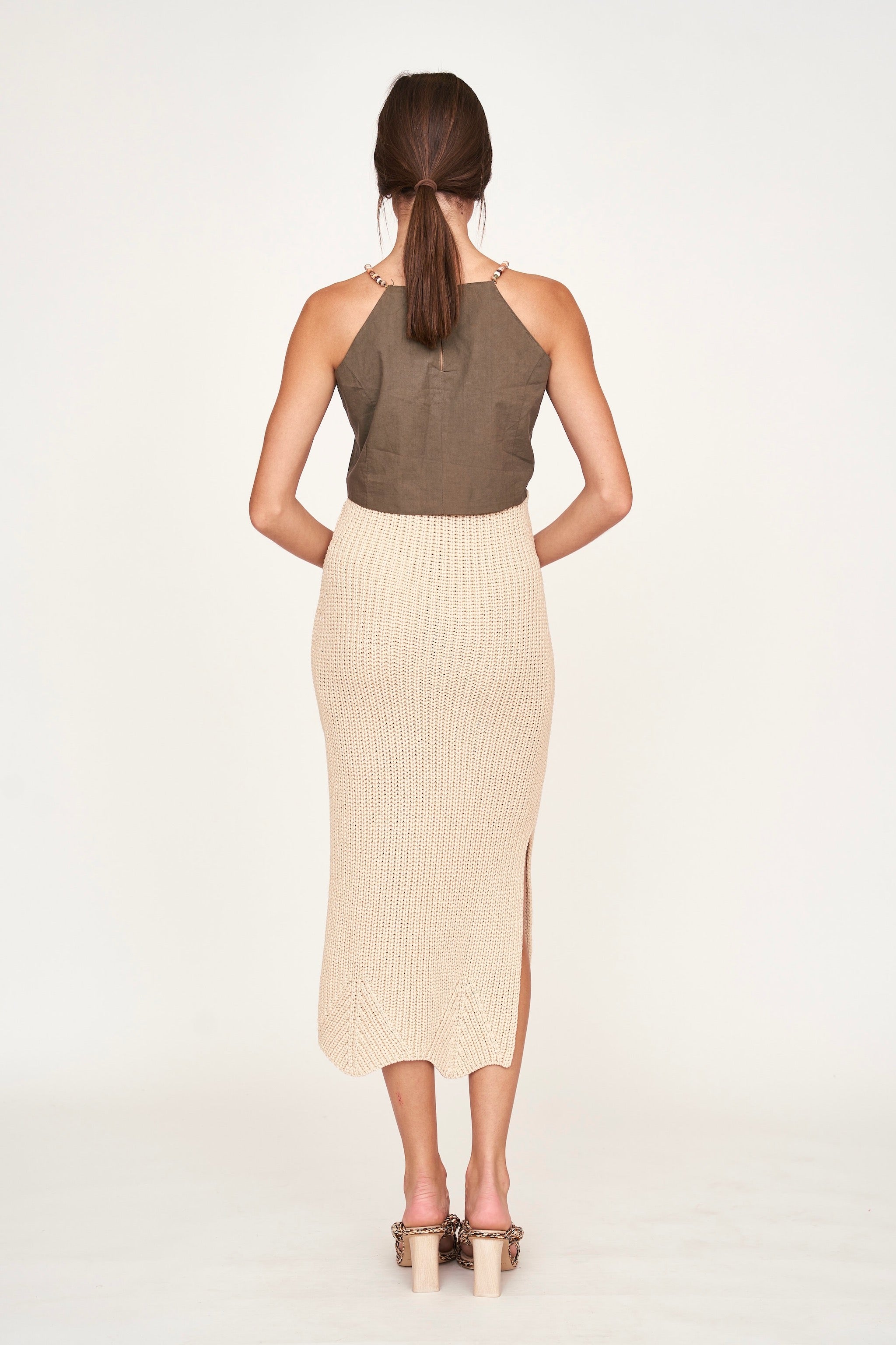 Slim Knit Skirt in Shell
