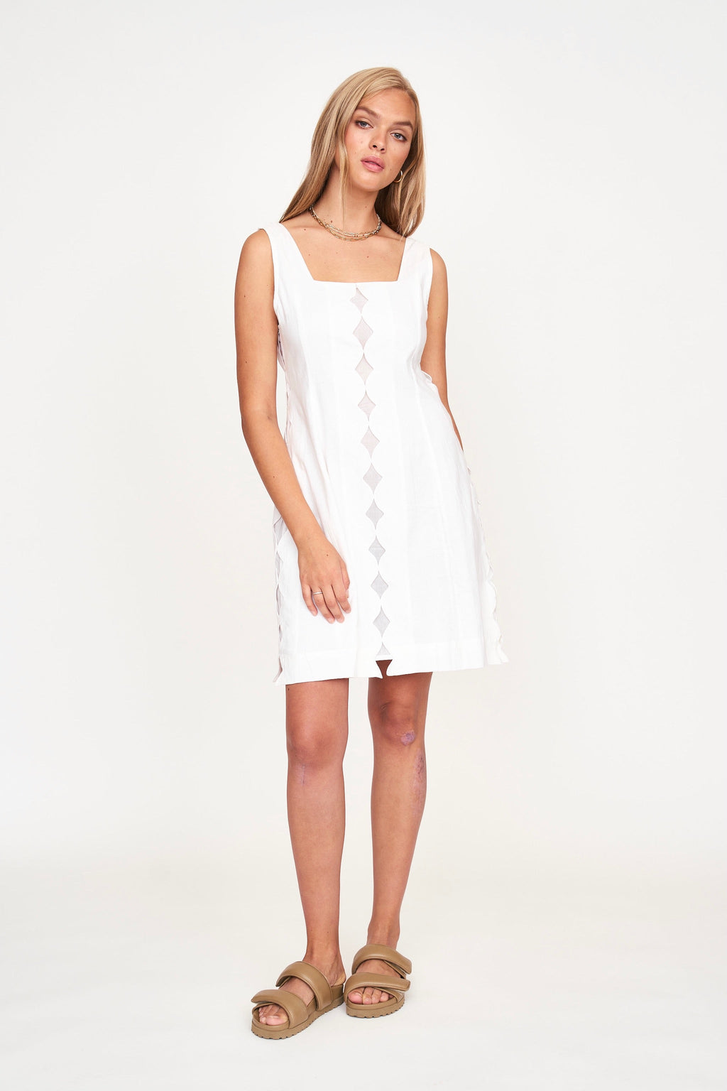 Short Dress in White A line silhouette