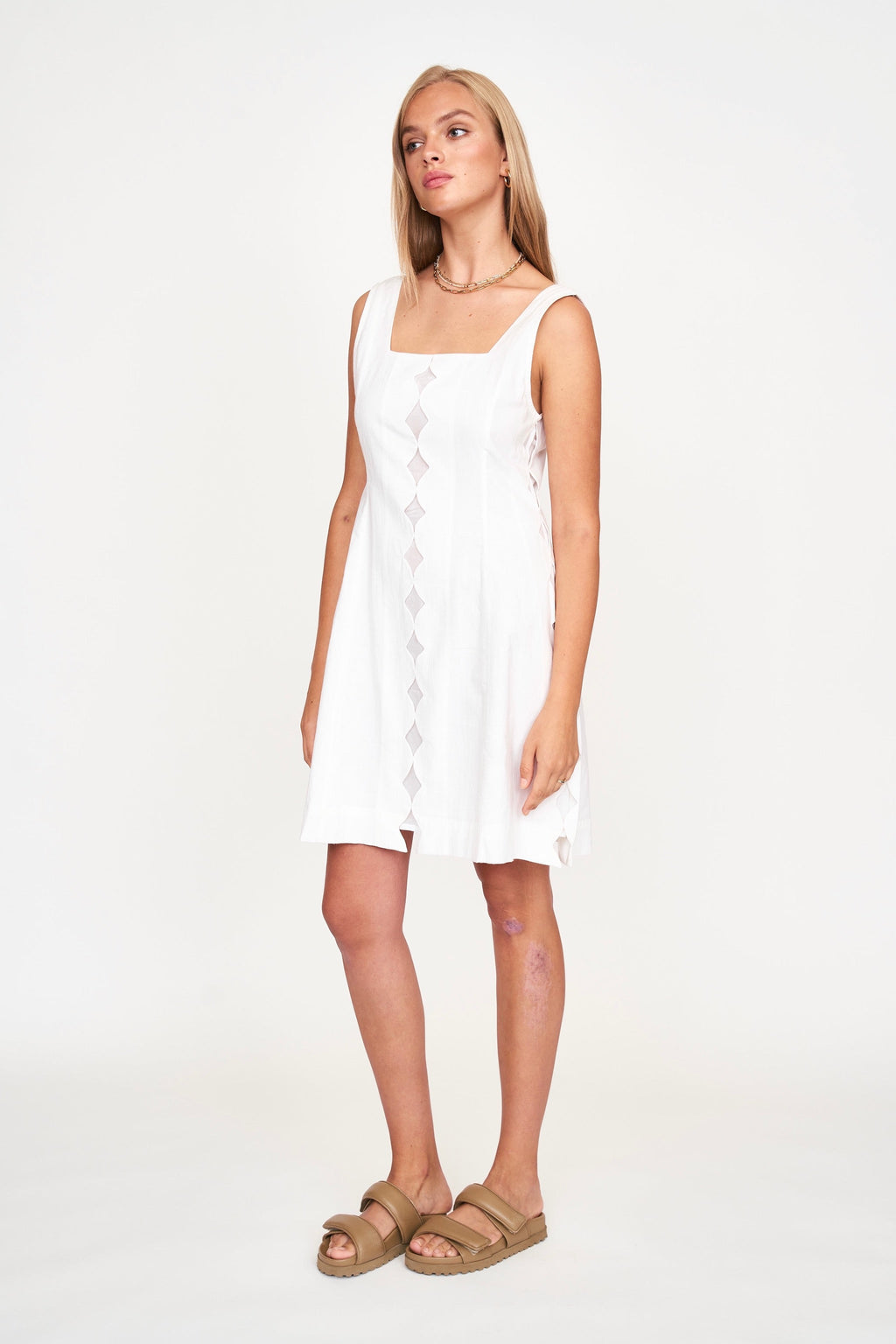 Short Dress in White A line silhouette
