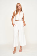 Sleeveless cropped top in White