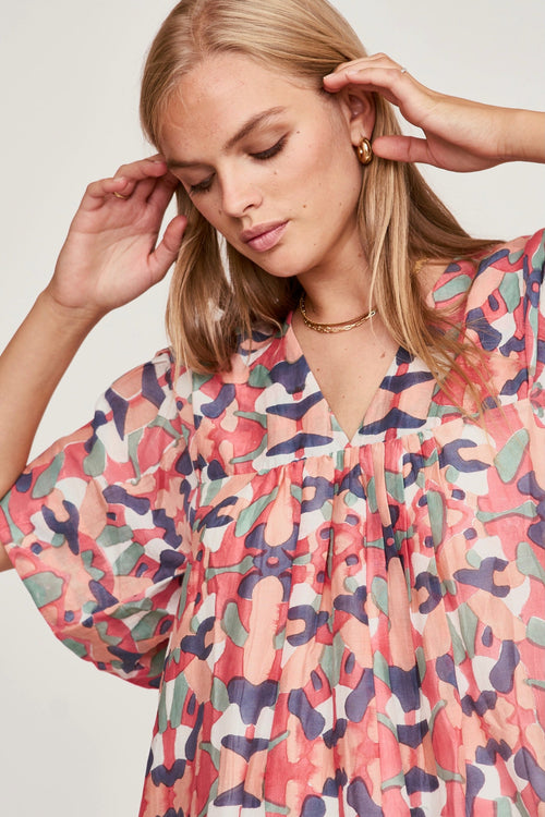 Ankle length caftan in V neckline