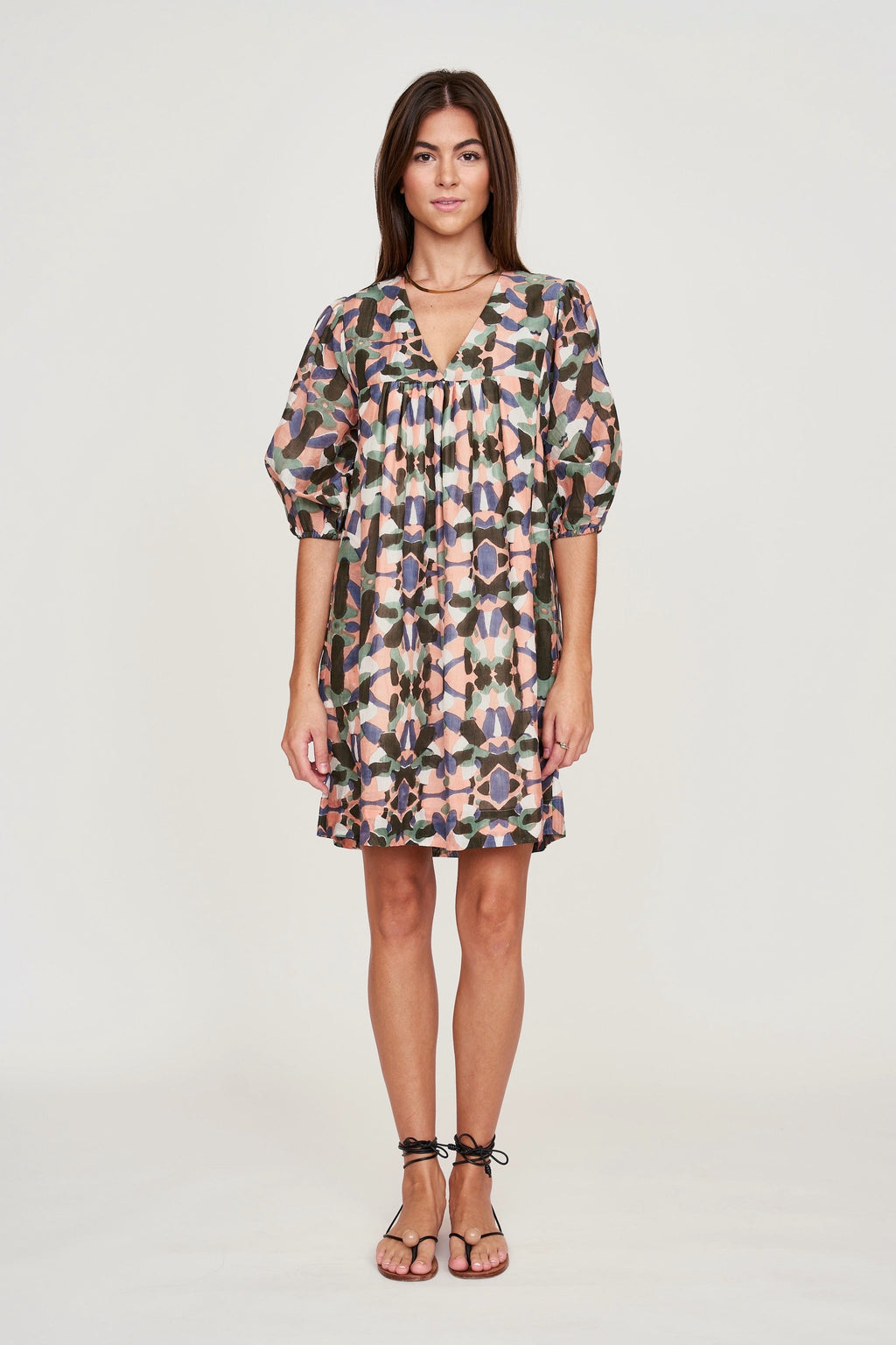 Dress in V neckline Balloon sleeves