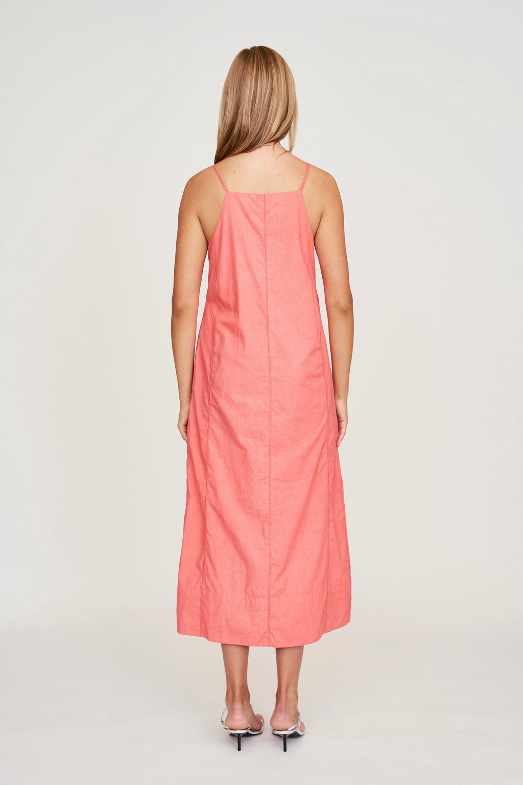 Dress in Coral deep V neckline