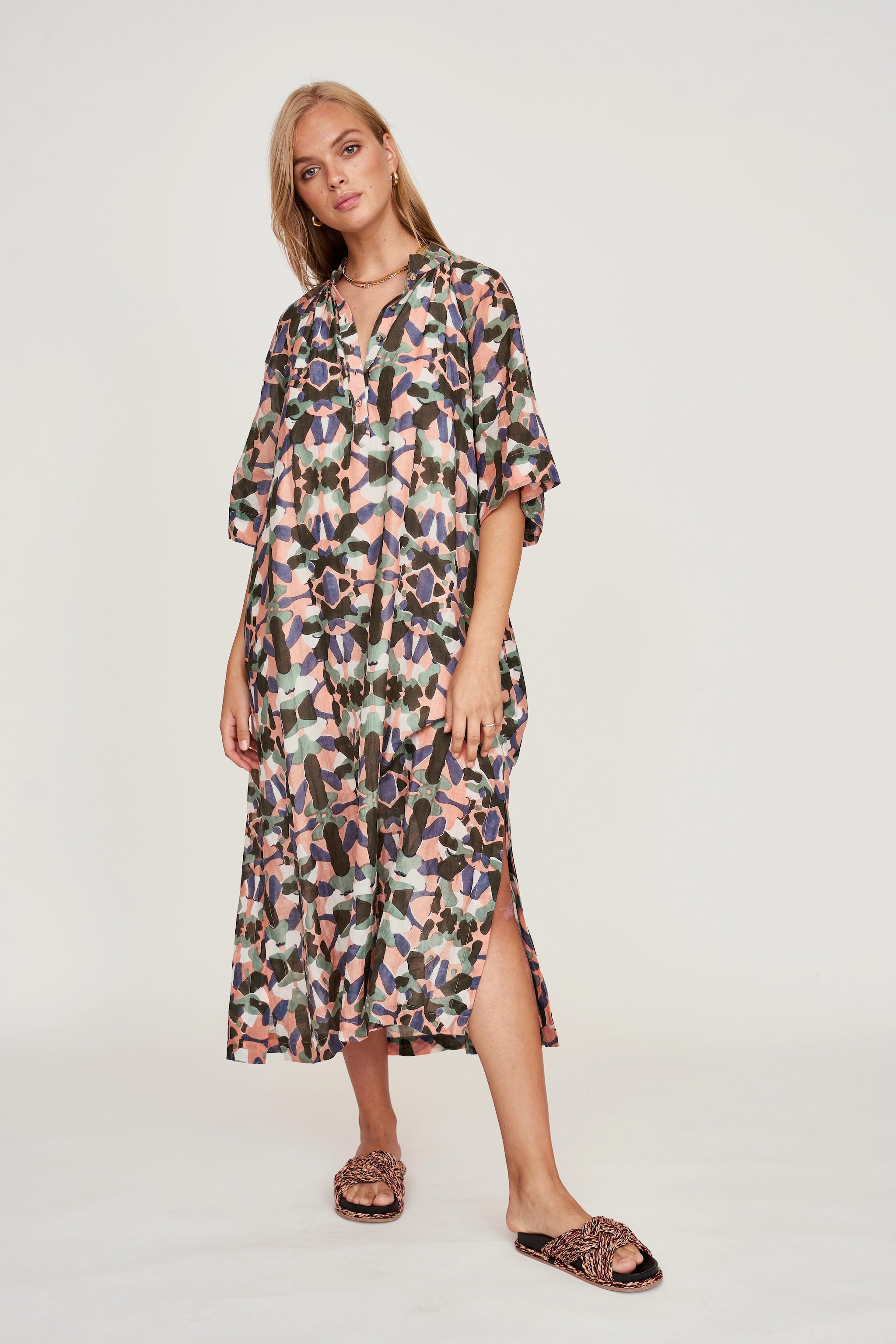Caftan in Gathered detailing at neckline