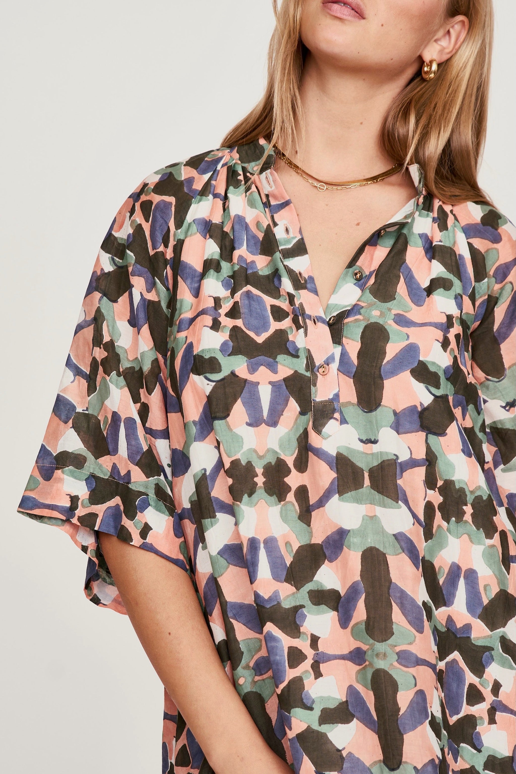 Caftan in Gathered detailing at neckline