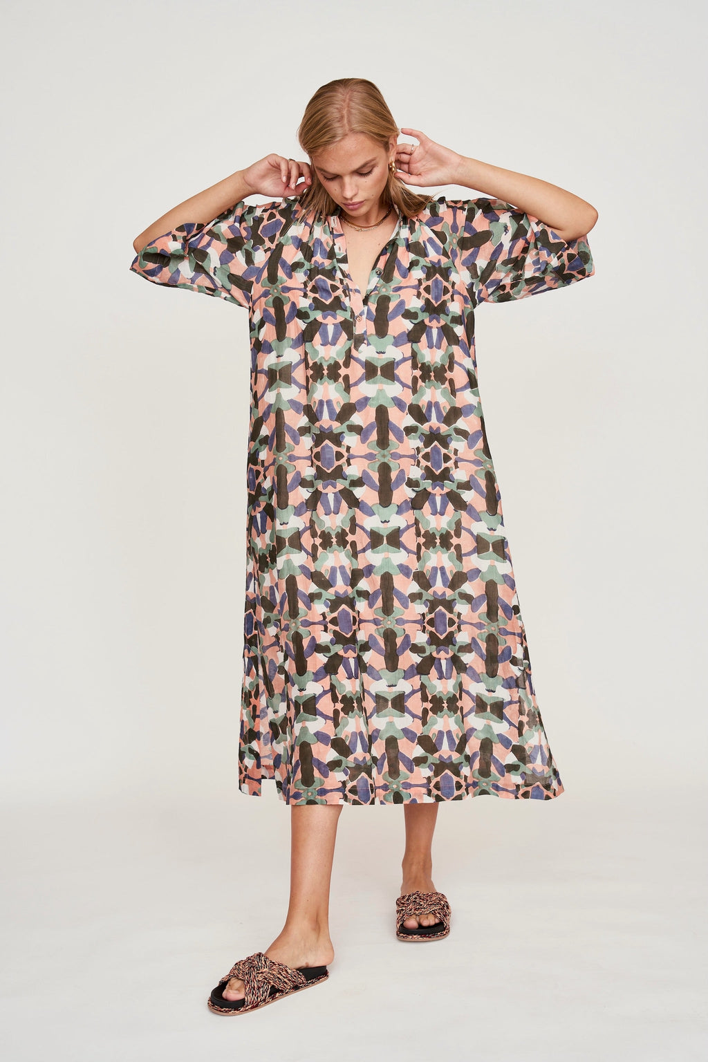 Caftan in Gathered detailing at neckline