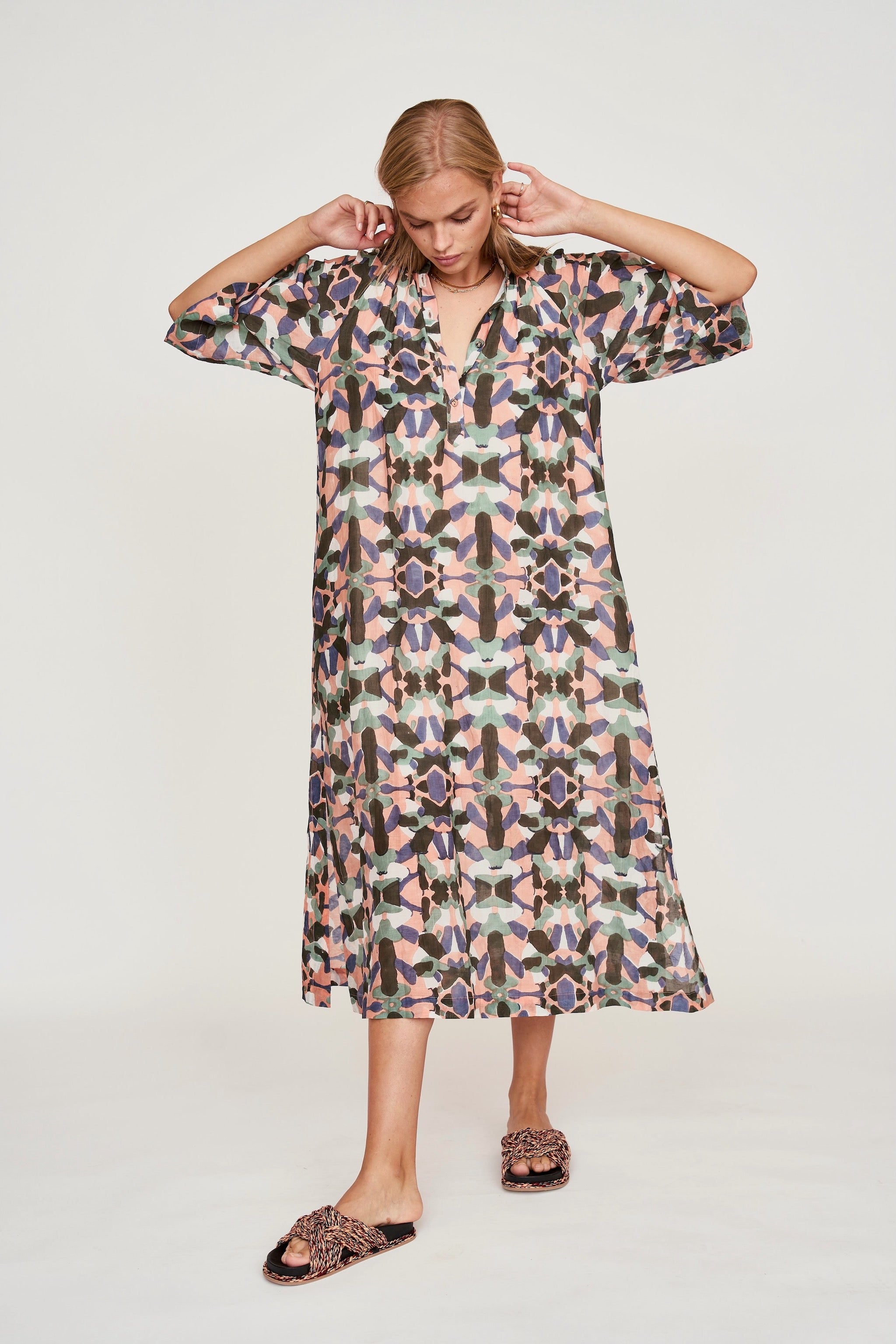 Caftan in Gathered detailing at neckline
