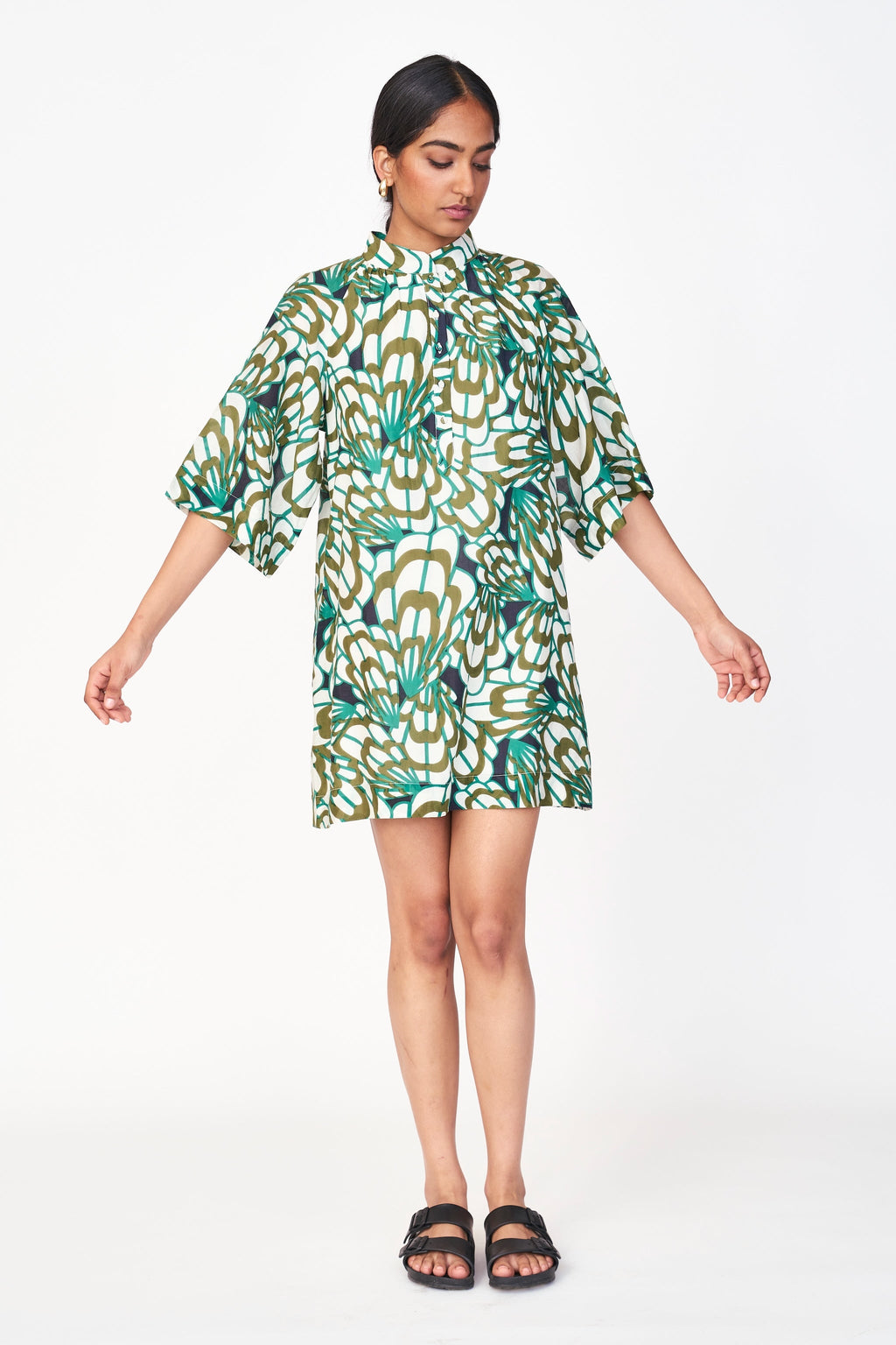 Short Dress in Moss Shell