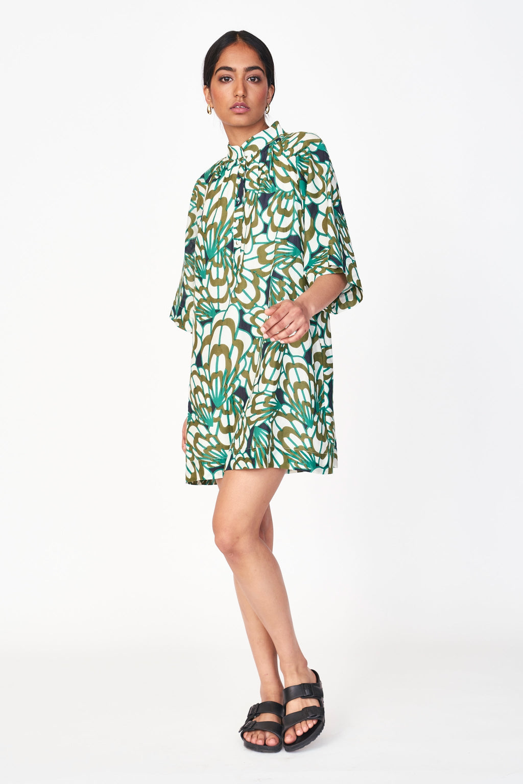 Short Dress in Moss Shell
