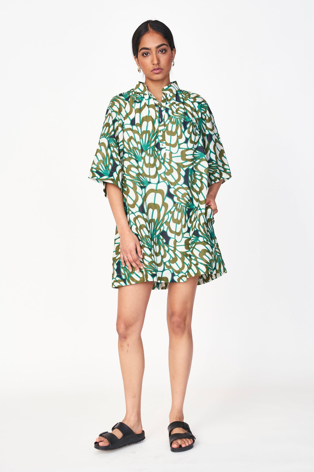 Short Dress in Moss Shell