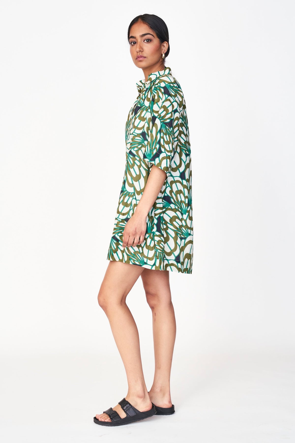 Short Dress in Moss Shell