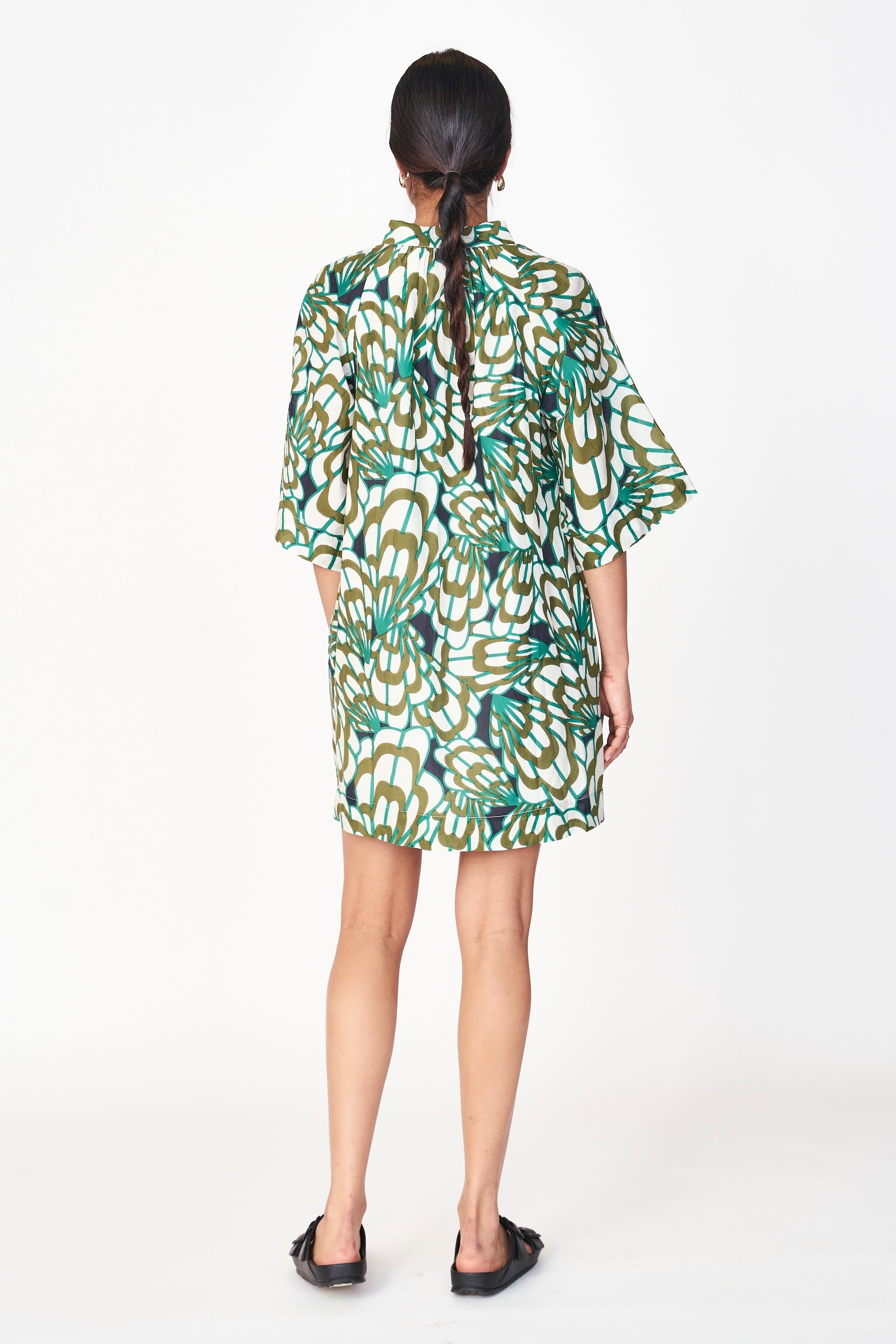 Short Dress in Moss Shell