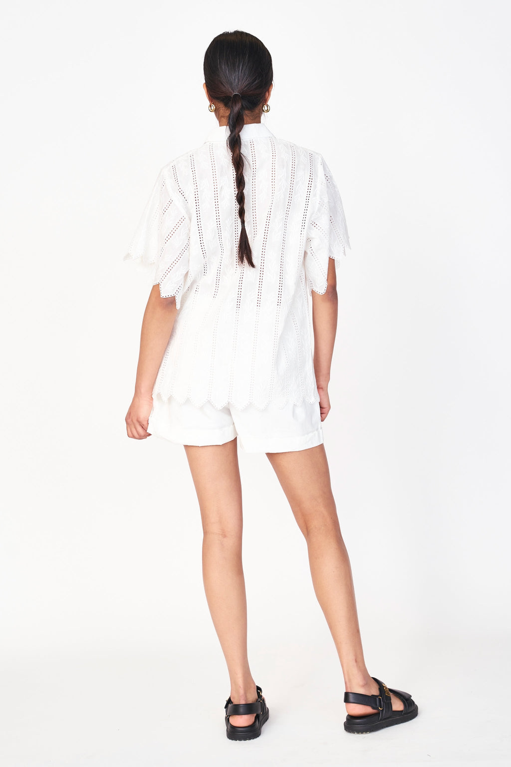 Harbour Blouse in White Vine Eyelet