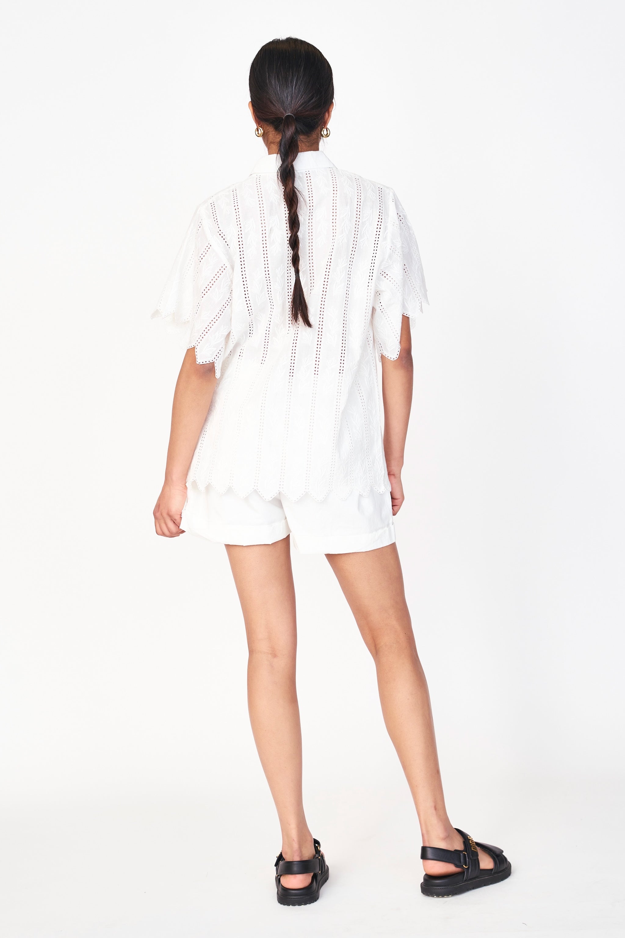Harbour Blouse in White Vine Eyelet