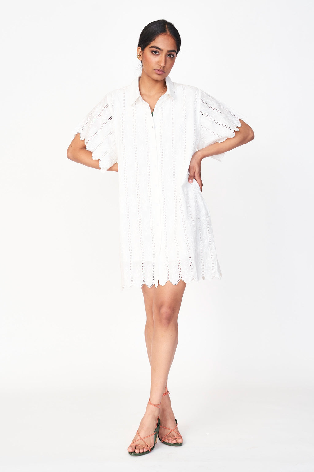 Harbour Dress in White Vine Eyelet