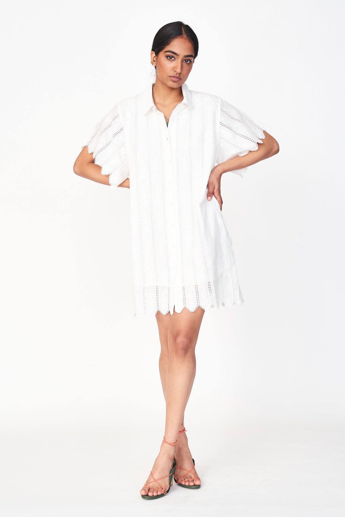 Harbour Dress in White Vine Eyelet