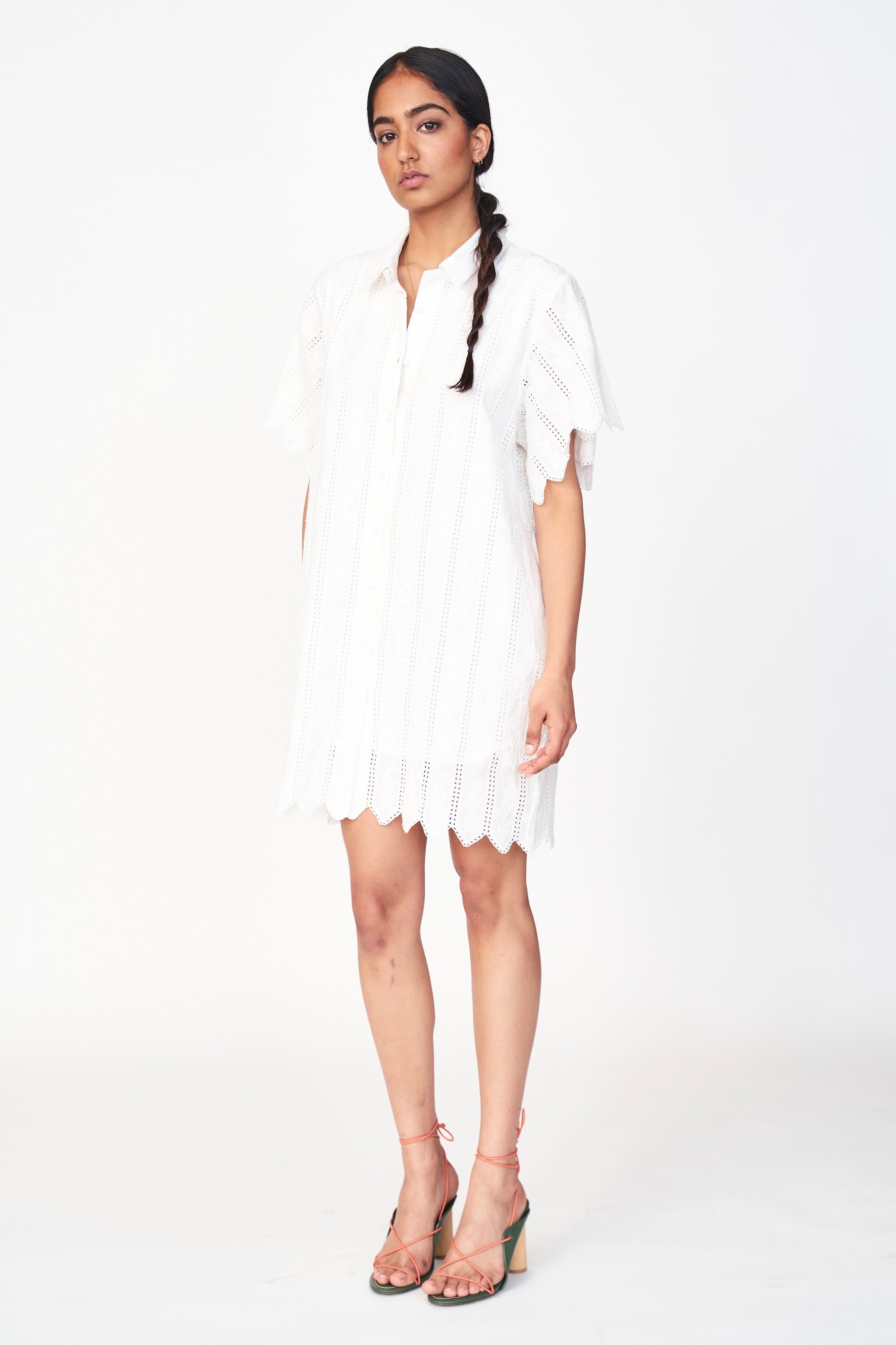 Harbour Dress in White Vine Eyelet