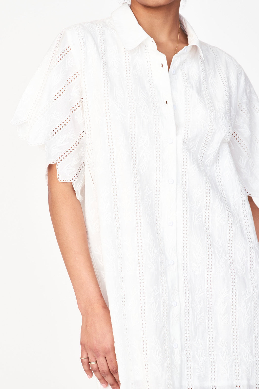Harbour Dress in White Vine Eyelet