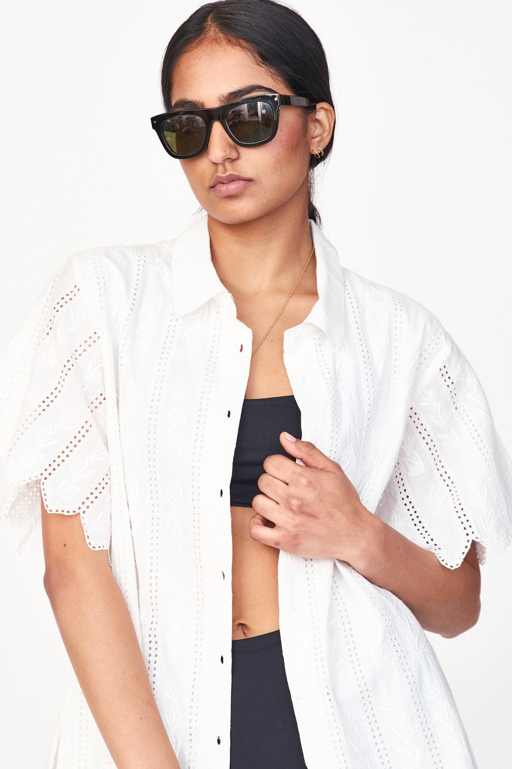 Harbour Dress in White Vine Eyelet