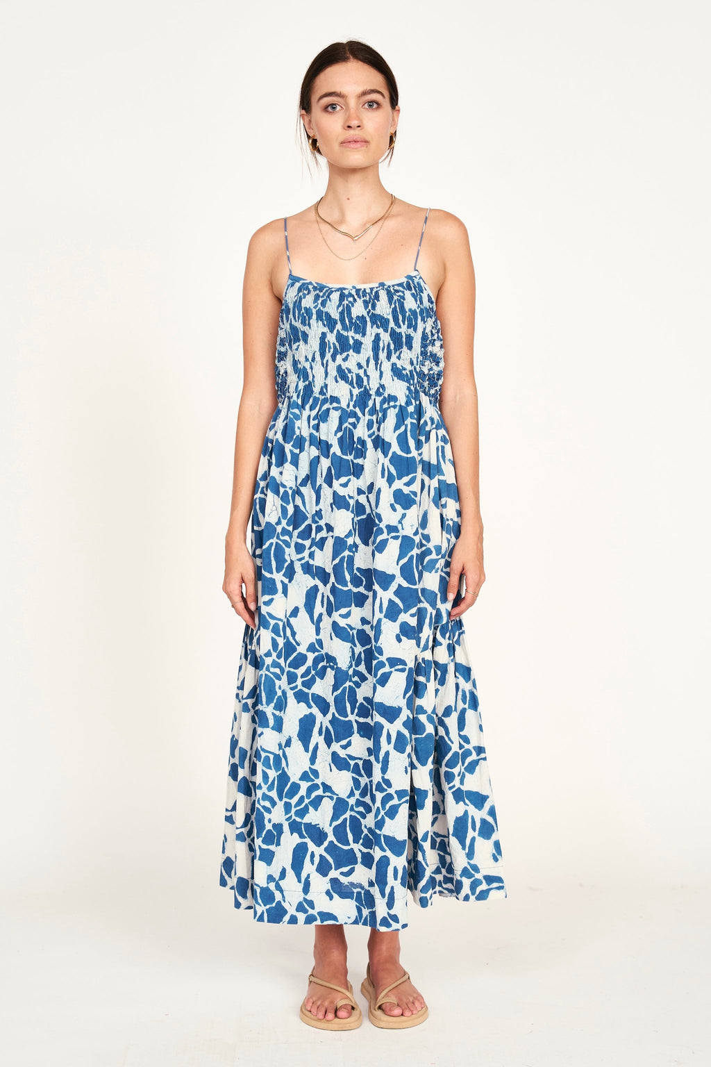 Dress in Indigo Crackle Adjustable tie straps