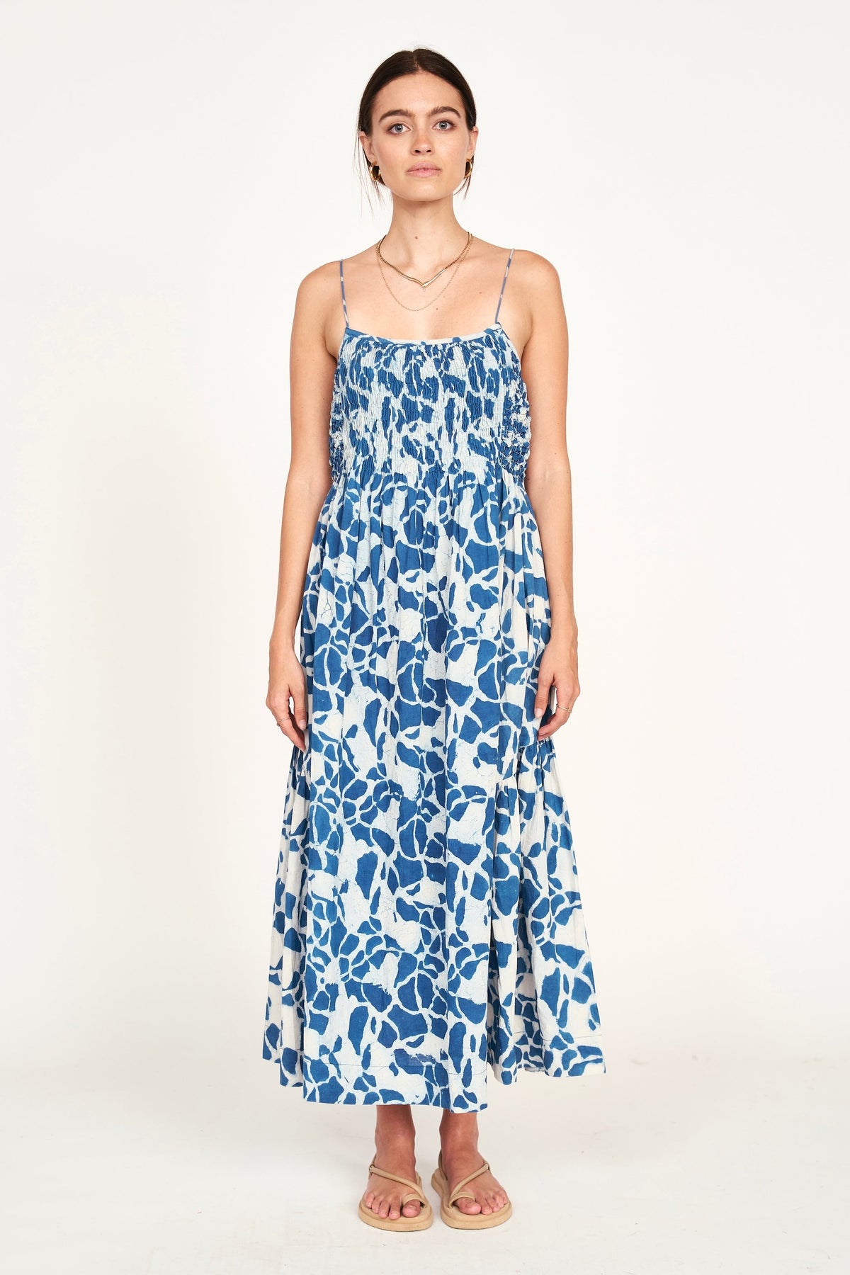 Dress in Indigo Crackle Adjustable tie straps
