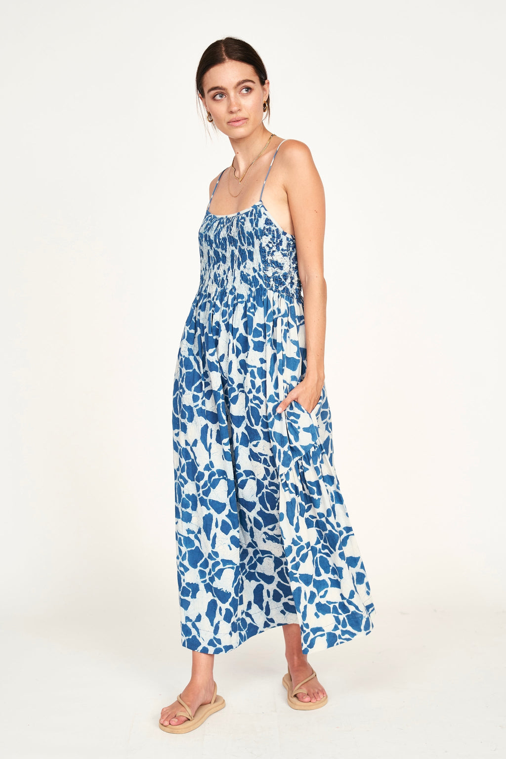 Dress in Indigo Crackle Adjustable tie straps