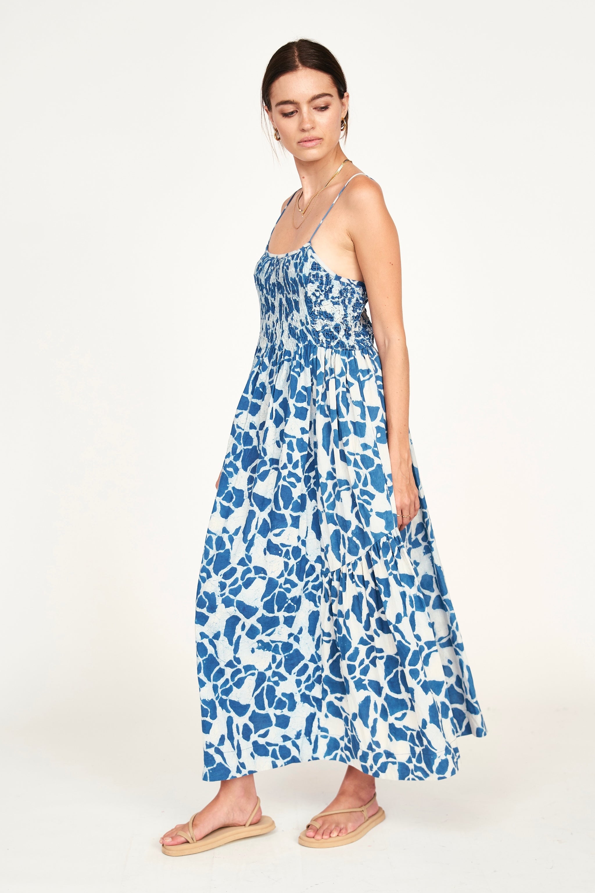 Dress in Indigo Crackle Adjustable tie straps