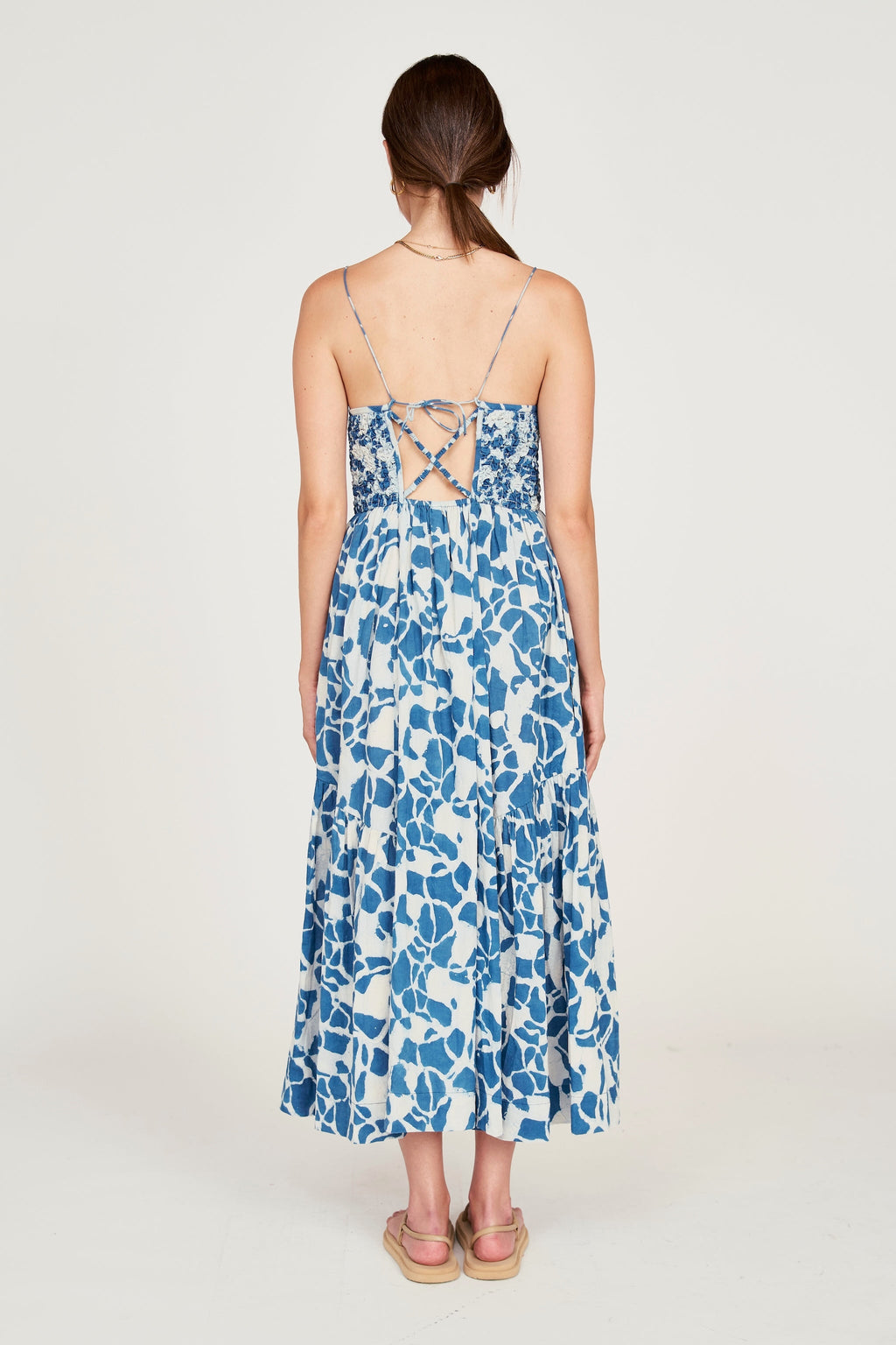 Dress in Indigo Crackle Adjustable tie straps