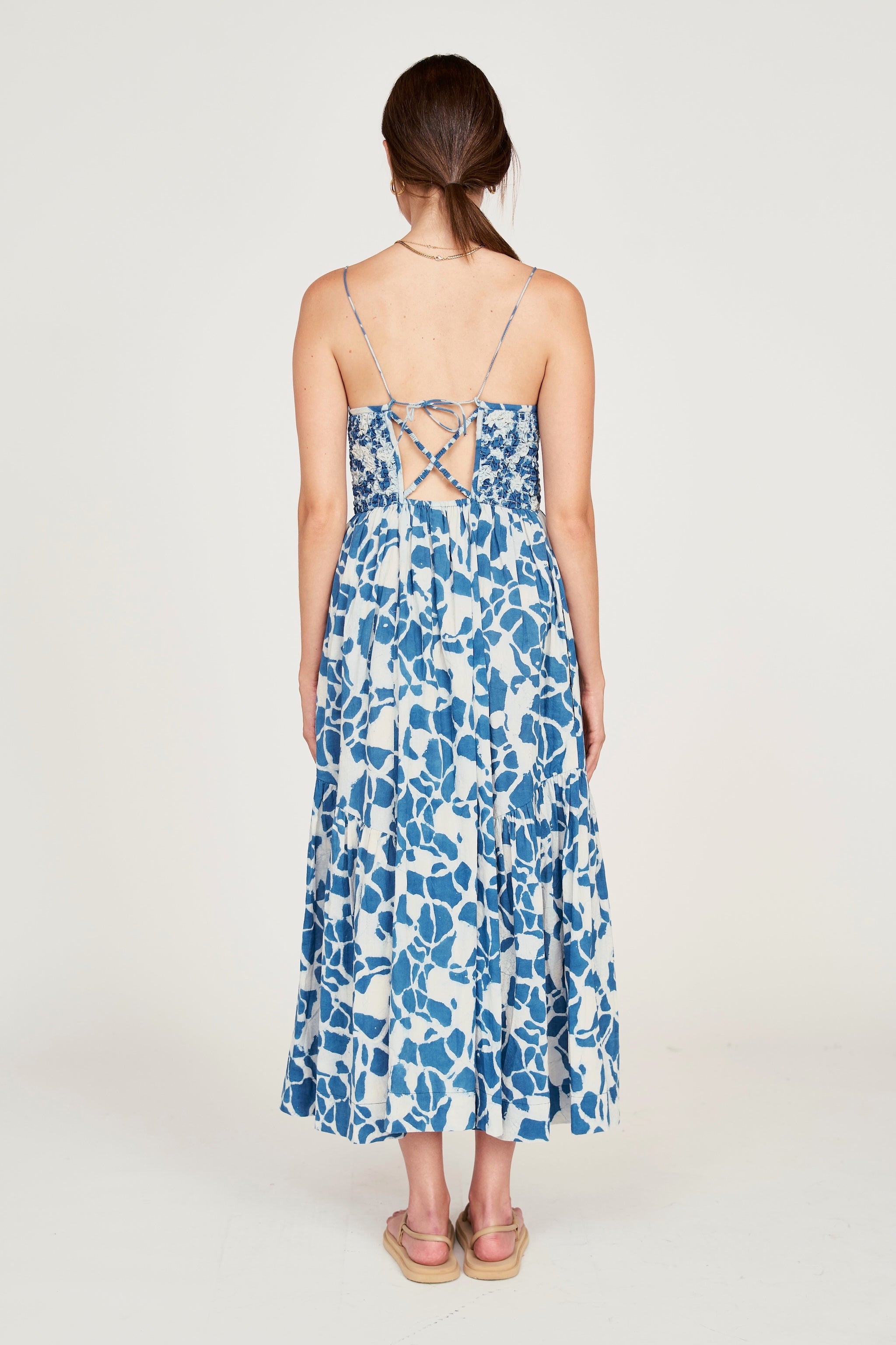 Dress in Indigo Crackle Adjustable tie straps