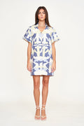 Dress in covered front button placket