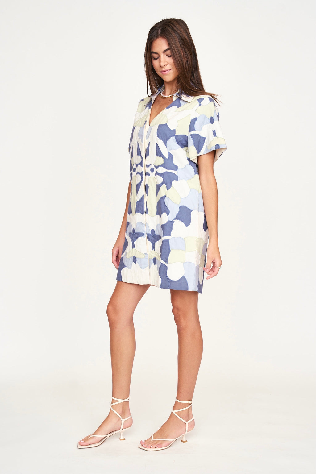 Dress in covered front button placket