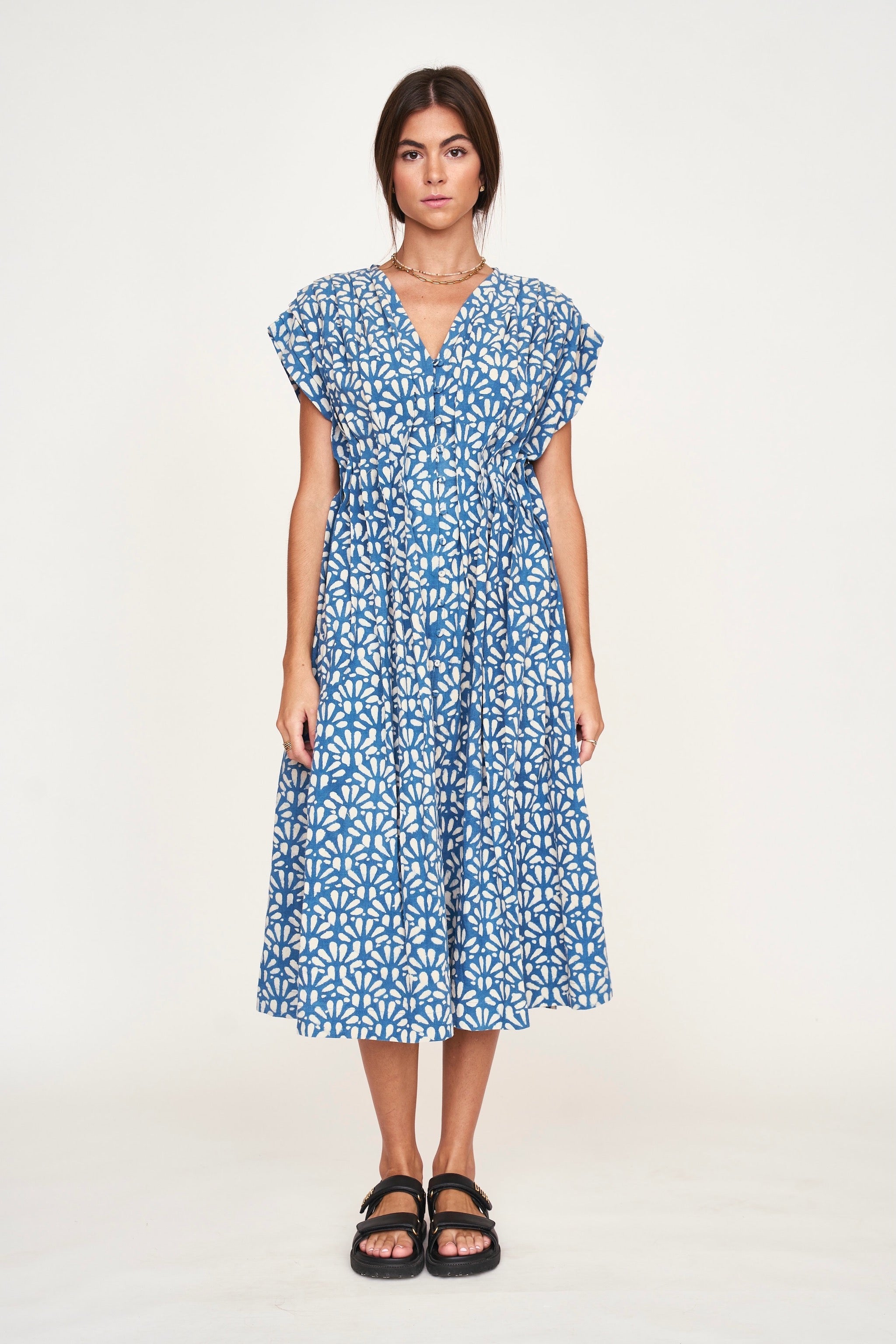 Dress in Trellis in Indigo