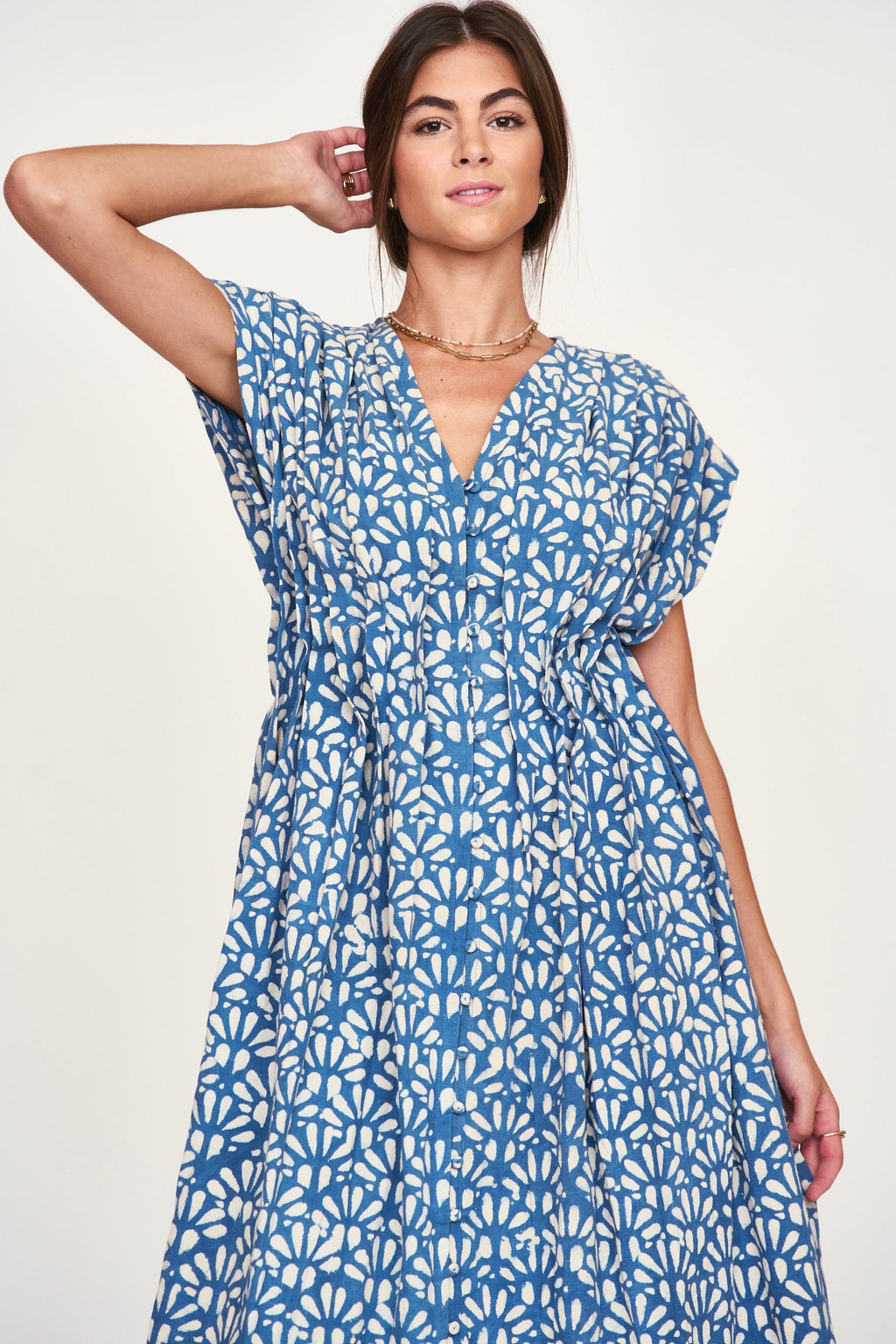 Dress in Trellis in Indigo