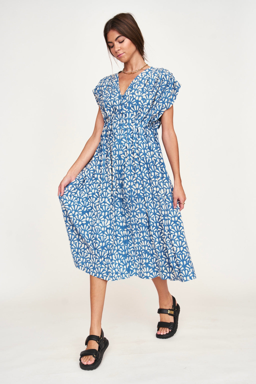 Dress in Trellis in Indigo