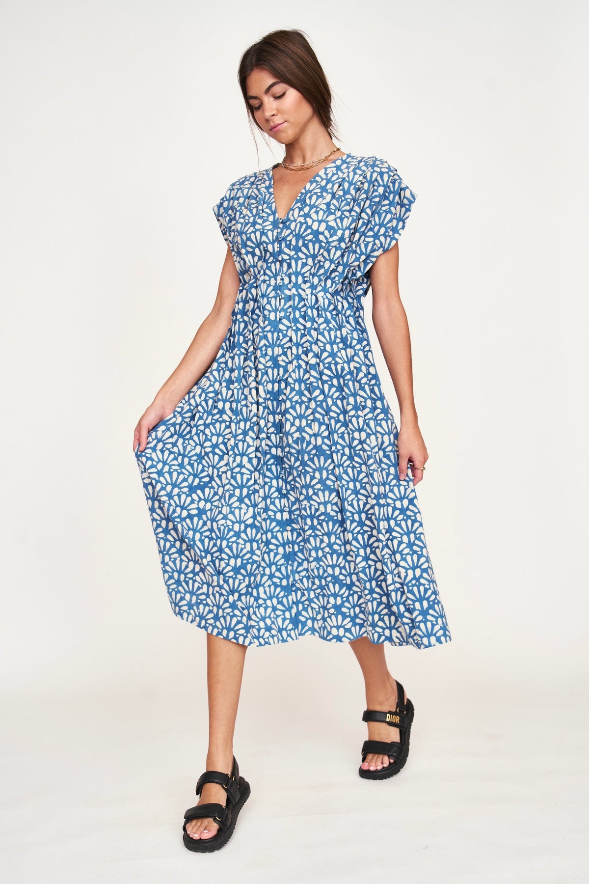 Dress in Trellis in Indigo