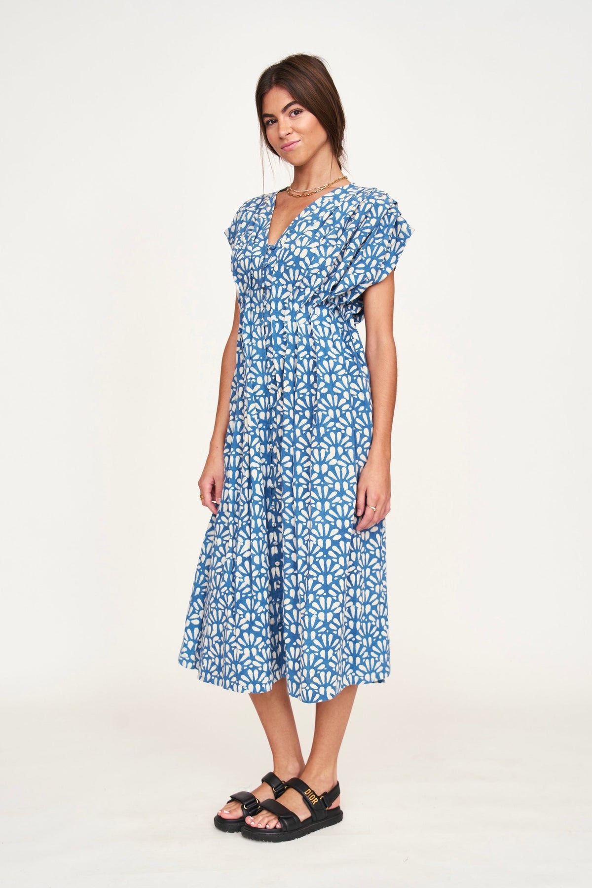 Dress in Trellis in Indigo