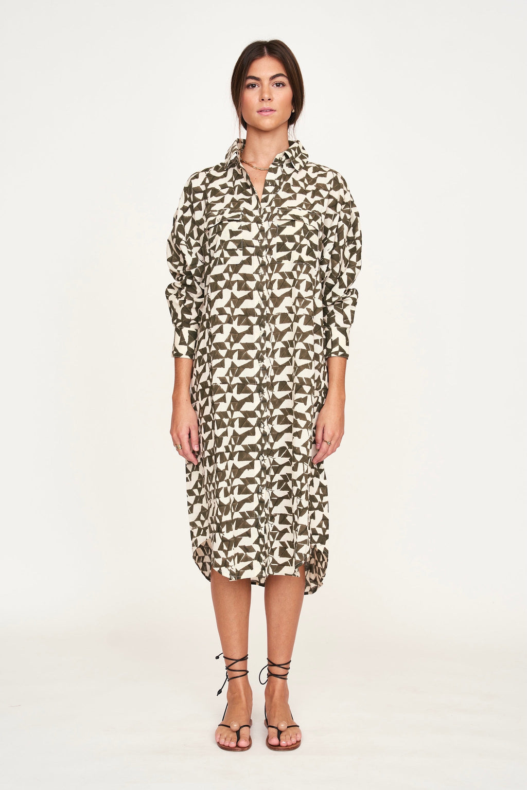Oversized midi length shirt dress