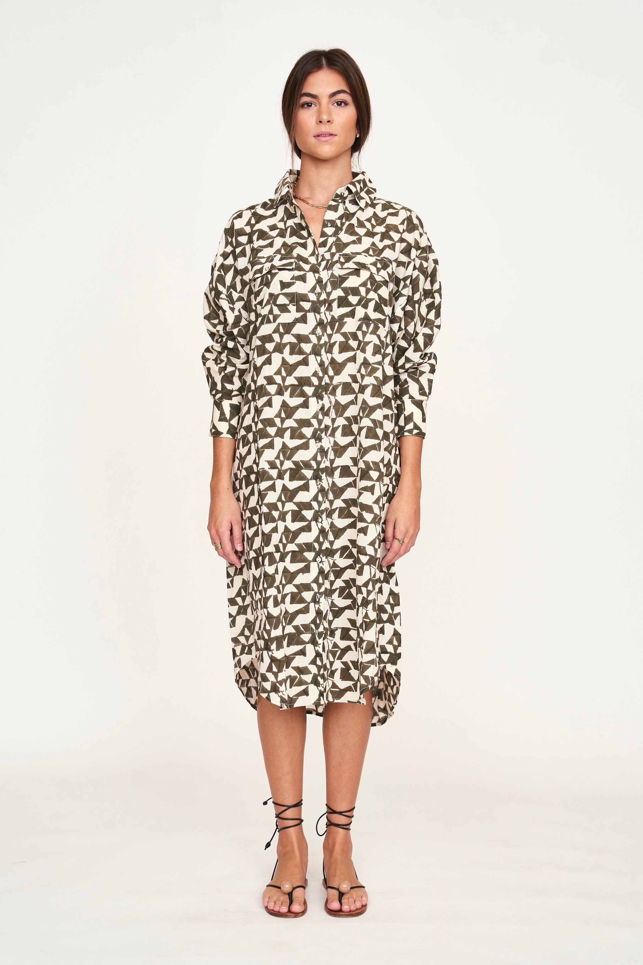 Oversized midi length shirt dress