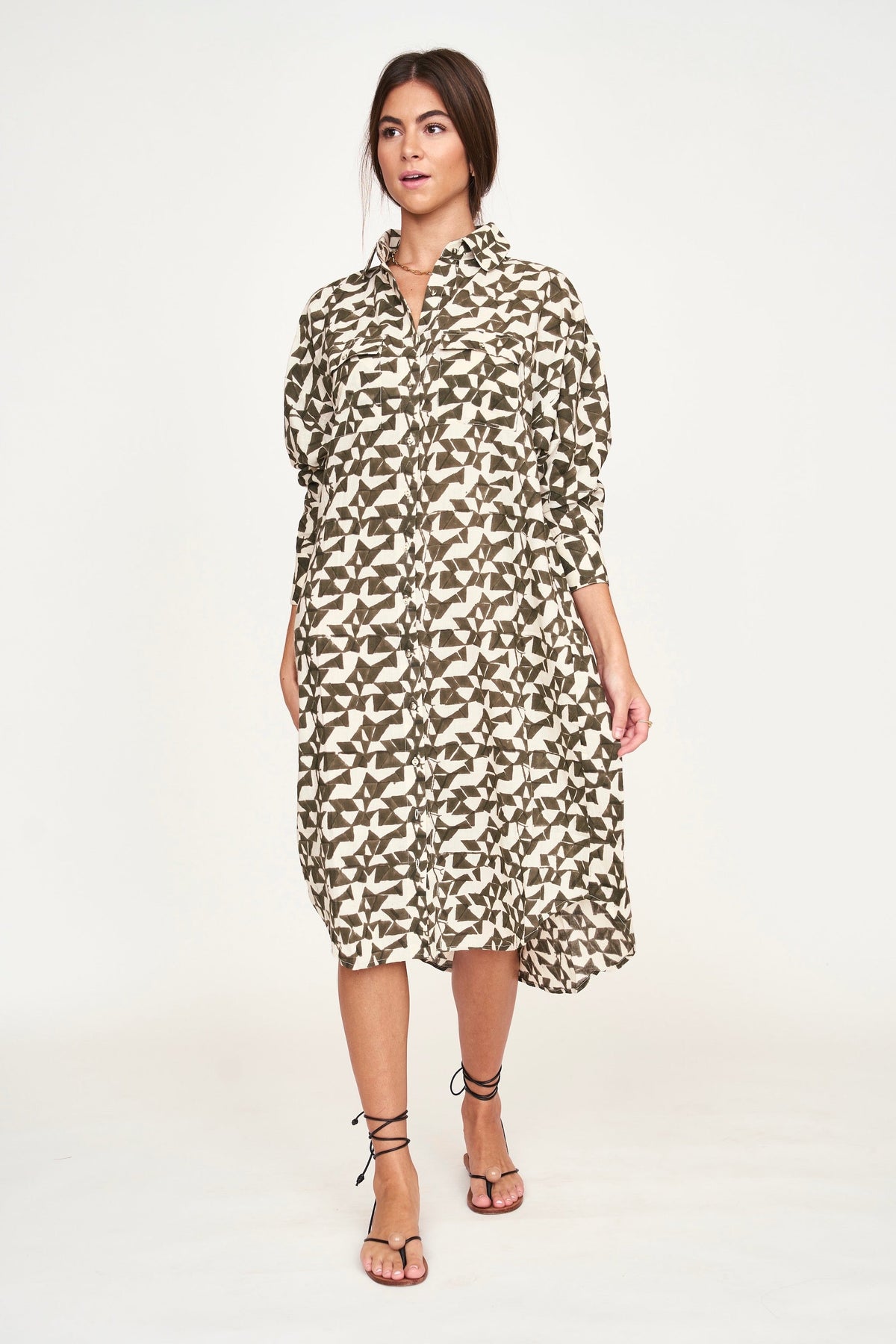 Oversized midi length shirt dress